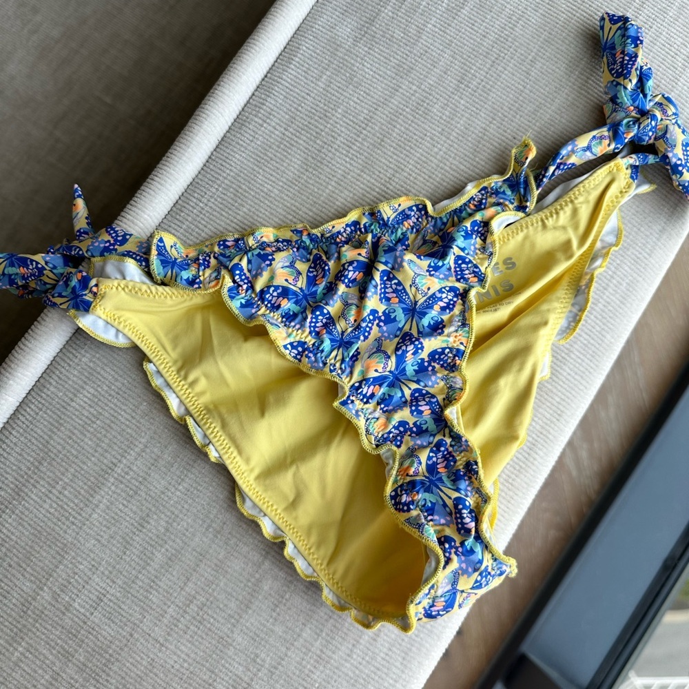 Frankies Bikinis Colby Ruched Bikini Bottom in Monarch 🦋, Size Small